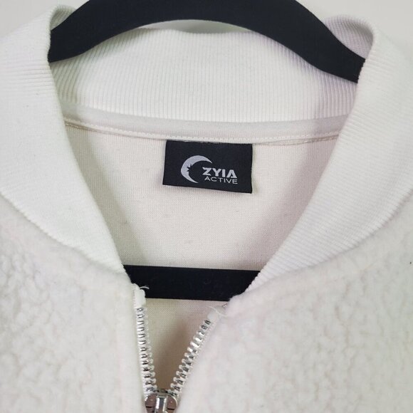 Zyia Active Women's Fleece Sherpa Teddy Flying V Full Zip White Jacket Size M - Picture 6 of 12